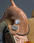 HILASON Treeless Western Trail Barrel Racing American Leather Saddle