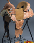 HILASON Treeless Western Trail Barrel Racing American Leather Saddle