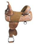 HILASON Treeless Western Trail Barrel Racing American Leather Saddle
