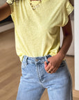 Lace Patchwork Cap Sleeve T-Shirt
