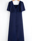 Buttoned Short Sleeve Midi Dress