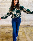 Checker Bow Crewneck Sweater