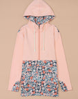 Gemma Floral Half Zip Kangaroo Pocket Hoodie