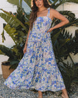 Katelyn Floral Self-tie Straps Ruffle Long Dress