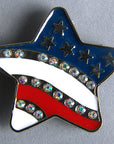 Western Screw Back Concho 1.5In Us Flag Star Crystal Bling Saddle Hilason