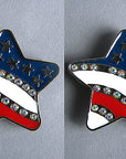 Western Screw Back Concho 1.5In Us Flag Star Crystal Bling Saddle Hilason