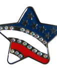 Western Screw Back Concho 1.5In Us Flag Star Crystal Bling Saddle Hilason