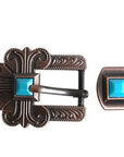 3/4 Hilason Western Style Belt Buckle for Saddle Tack Headstall Saddle Concho Turquoise/Brown