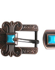 3/4 Hilason Western Style Belt Buckle for Saddle Tack Headstall Saddle Concho Turquoise/Brown