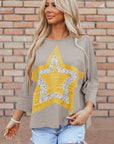 Naomi Floral Starbust Exposed Seam Mineral Wash Top