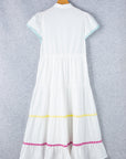 Aleah Rickrack Trim Short Sleeve Long Dress