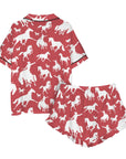 Red Bronc Satin Ruffle Western Pajama Set