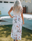 Zora Striped Floral Sleeveless Maxi Dress with Pocket