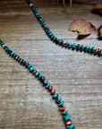26” Dark Blue Rondelle Turquoise & Spiny Oyster Necklace
