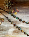 34-Inch Long Turquoise Nugget & Brown Shell Necklace