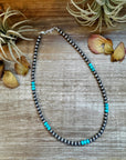 Sterling Silver Pearl & Blue Turquoise Necklace – 19"