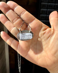 Cotton Candy Turquoise Bar Necklace – Oval Shape – 18" Sterling Chain – Tia Long, Navajo Handmade