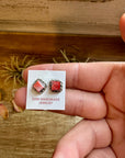 Mini Square Spiny Oyster Stud Earrings – Zuni Handmade, Sterling Silver