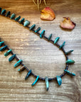 30 inch long shell and turquoise necklace