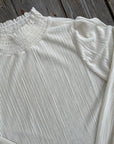 Pearl Mock Neck Velvet Ribbed Top