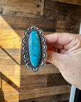 Long Ring- size 9 - Kingman Turquoise ring & Sterling Silver