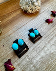 Perfect Blue Turquoise oval stud earrings