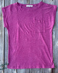 Loose Fit Cap Sleeve Tee - Burgundy Heather