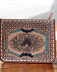 Horse tooled leather crossbody bag