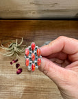 Cluster - size 8 - red spiny and sterling silver