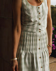 MASON'S DAUGHTER Andrea Skirt, Green/Ivory Shantung Gingham