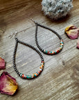 3 mm teardrop earrings Sterling Silver Pearls with orange spiny/Turquoise