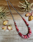 23" Red Spiny Oyster Graduated Necklace