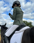 Megan Full Seat Competition Breeches - White with Grey Seat