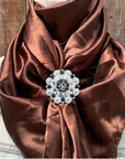 35X35" Solid Brown Wild Rag / Scarf WRS2 - Crystal Concho Wild Rag Slides - Assorted