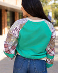 Plaid Paisley Patchwork Long Sleeve Top