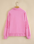 Evangeline Embroidered Flower Buttons Pullover Sweatshirt