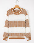 Stripe Patchwork Drop Shoulder Sweater
