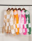 Checker Bishop Sleeve Sweater