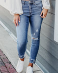 Macie Distressed Frayed Ankle Skinny Jeans