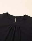 Feather Patchwork Bubble Sleeve Blouse