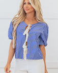Dream Stripe Tied Front Blouse