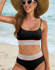 Striped Spaghetti Strap Bikini Swimsuit