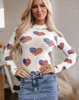 Americana Heart Mesh Long Sleeve Bodysuit