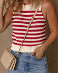 Robin Textured Knit Ribbed Hem Sweater Tank Top