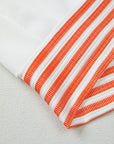 Stripe Patchwork V-Neck Drop Shoulder Top