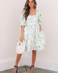 Ariya Floral Shirred Back Puff Sleeve Dress