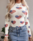 Americana Mesh Long Sleeve Bodysuit