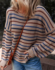 Emery Striped Knitted Drop Shoulder Round Neck Sweater