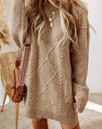 Cable Knit Drop Shoulder Sweater Dress