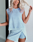 Playdate Mineral Wash Sleeveless Top and Split Skort Set